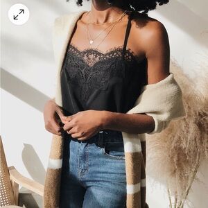 Black Satin Lace Cami